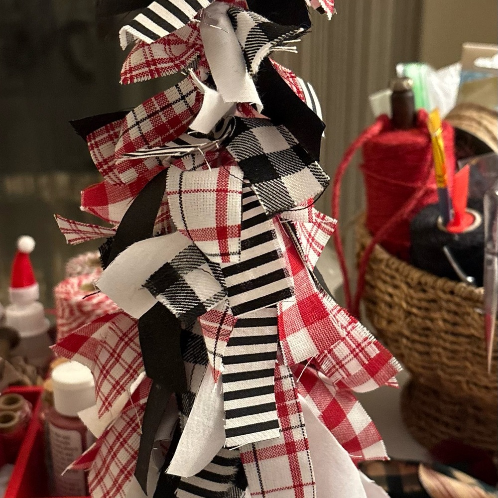 Plaid and Striped Fabric Tree Decor
